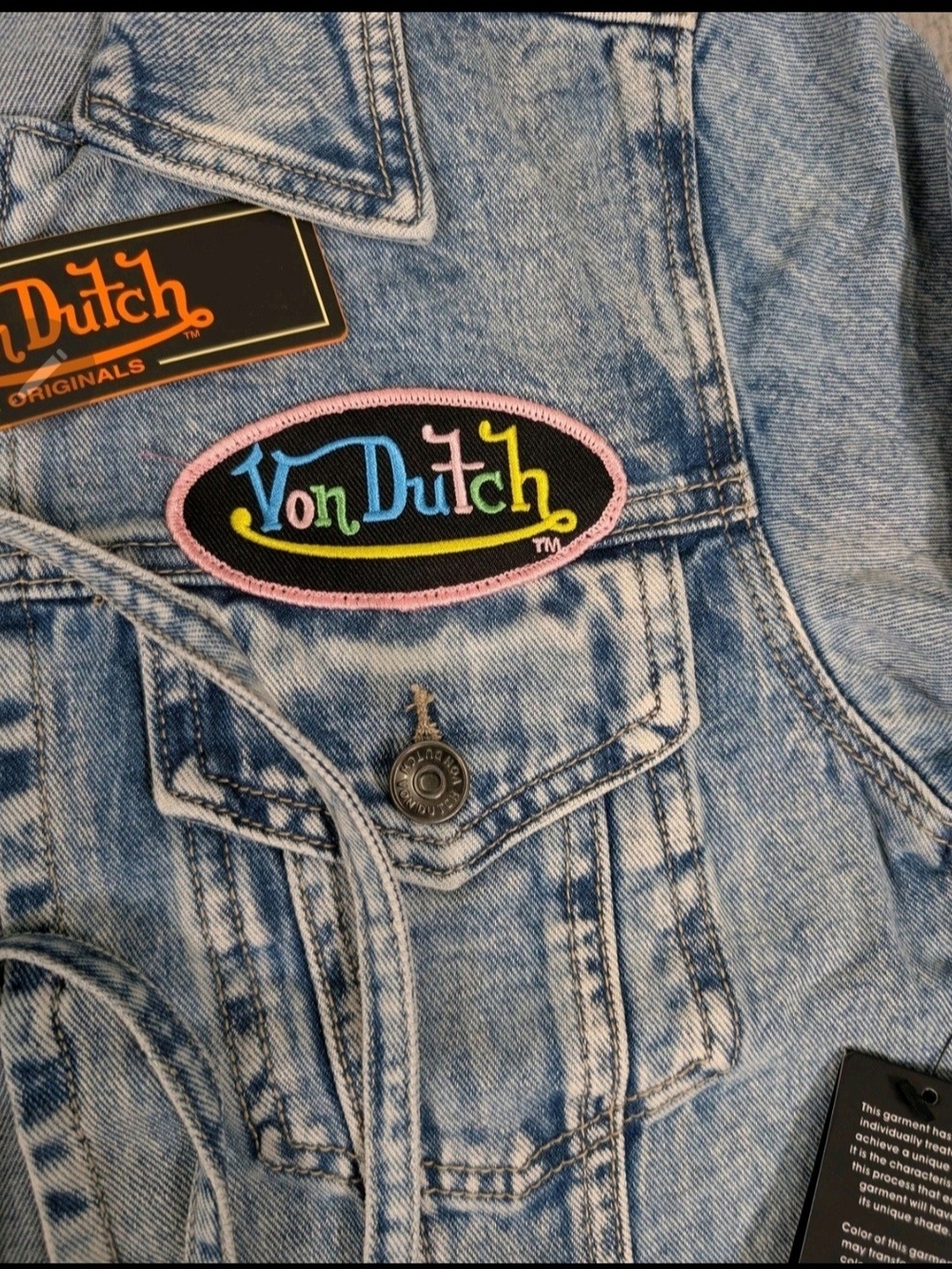 Von Dutch Light Blue Denim Lace-Up Cropped Jacket - Picture 6 of 10